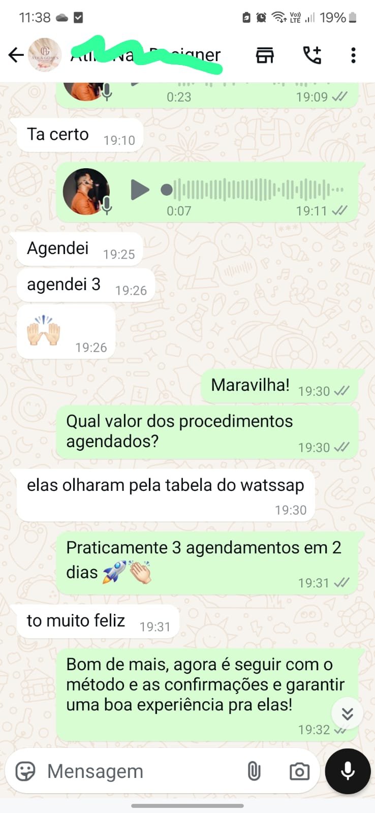 Print de conversa com resultado da Mari